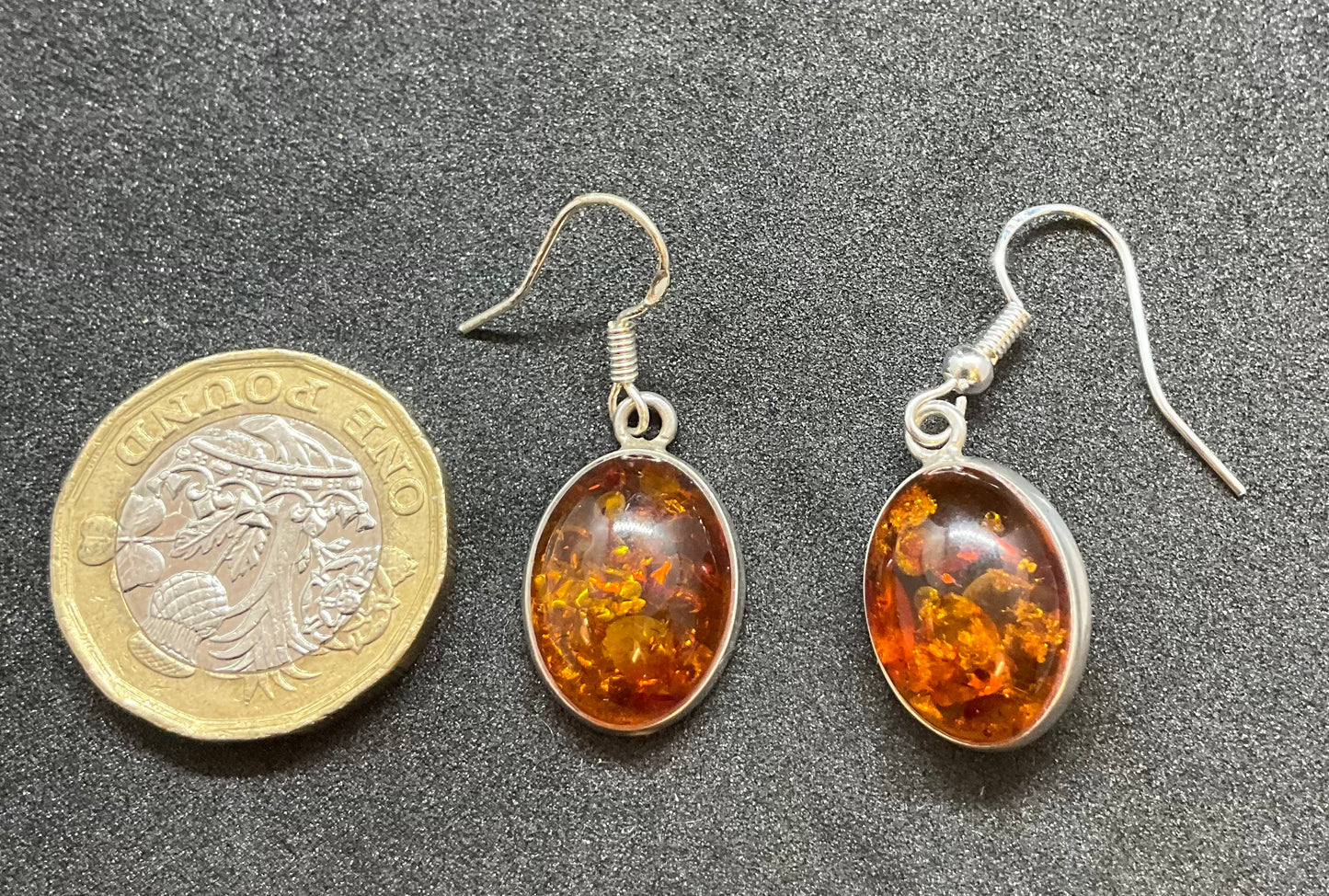 Vintage Silver & Amber Drop Earrings