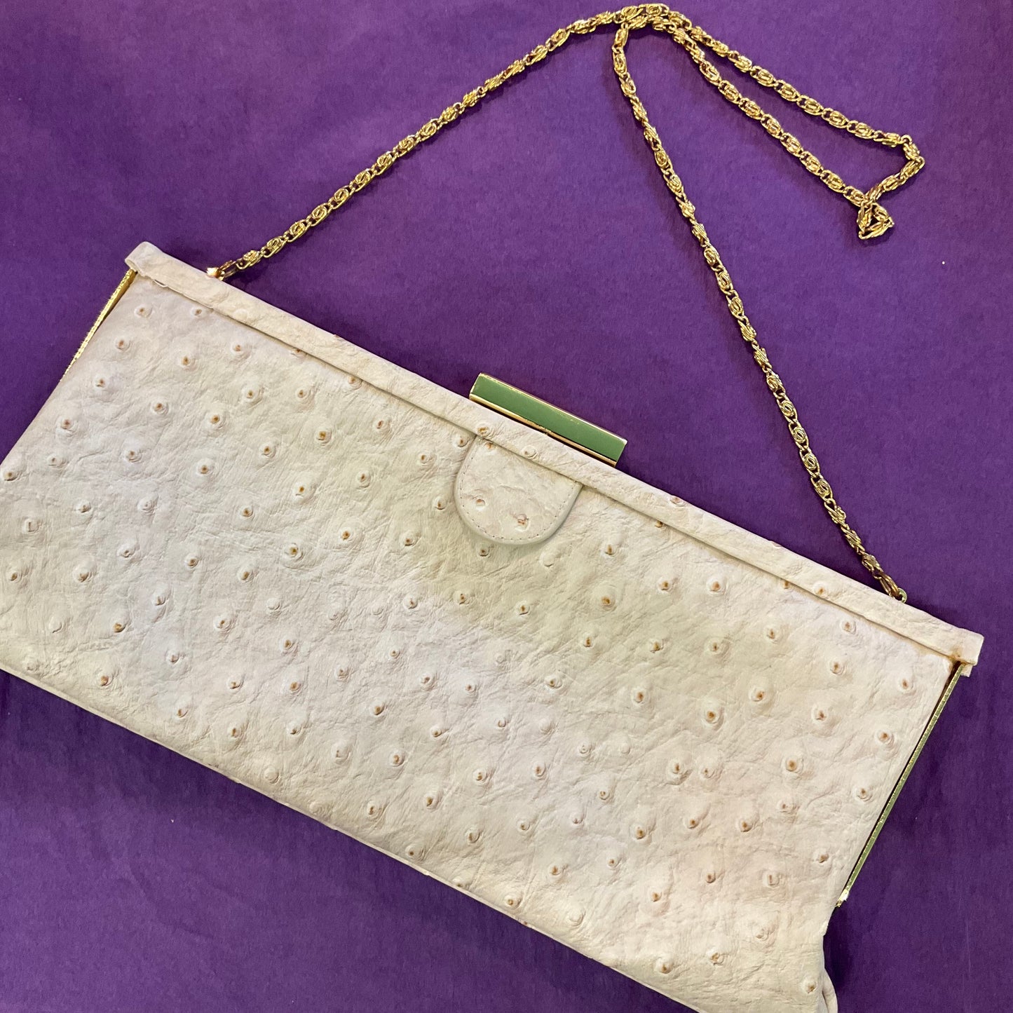 Vintage cream faux leather clutch/shoulder bag by Olga Berg, Vintage gift