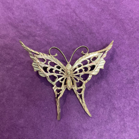 Vintage Silver Filigree Butterfly Brooch