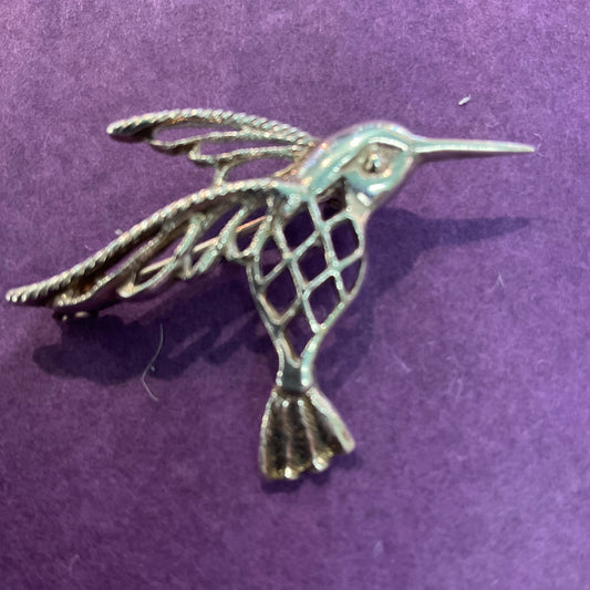 Vintage silver filigree Hummingbird Brooch