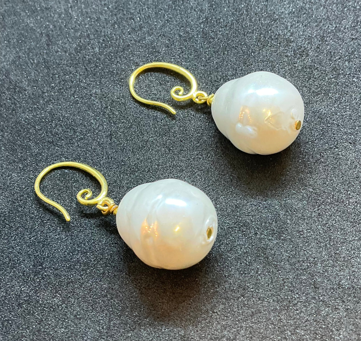 Handmade Gold Plated Shell Pearl Drop Earrings