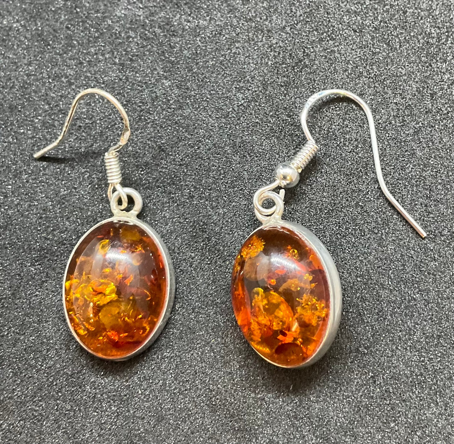 Vintage Silver & Amber Drop Earrings