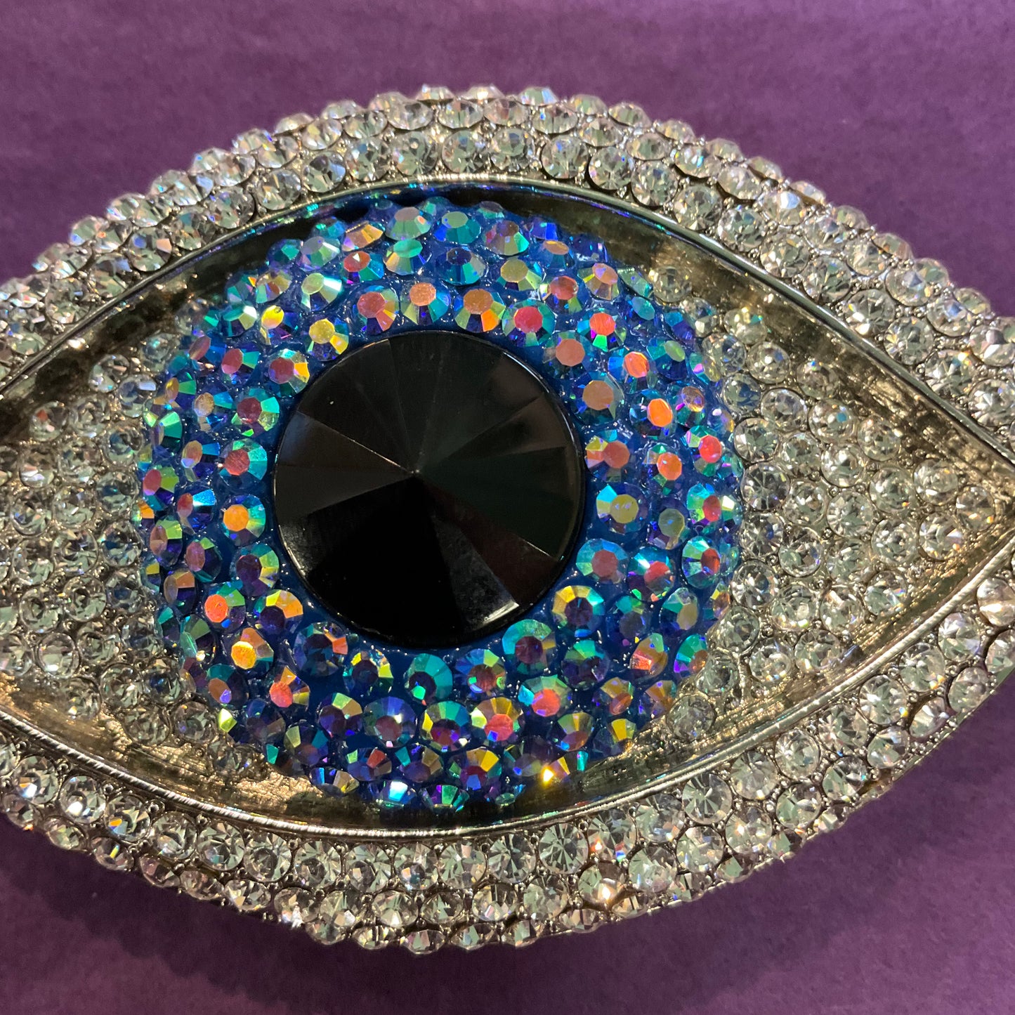 Vintage Butler and Wilson Large Crystal Eye, Rhinestone Compact Mirror