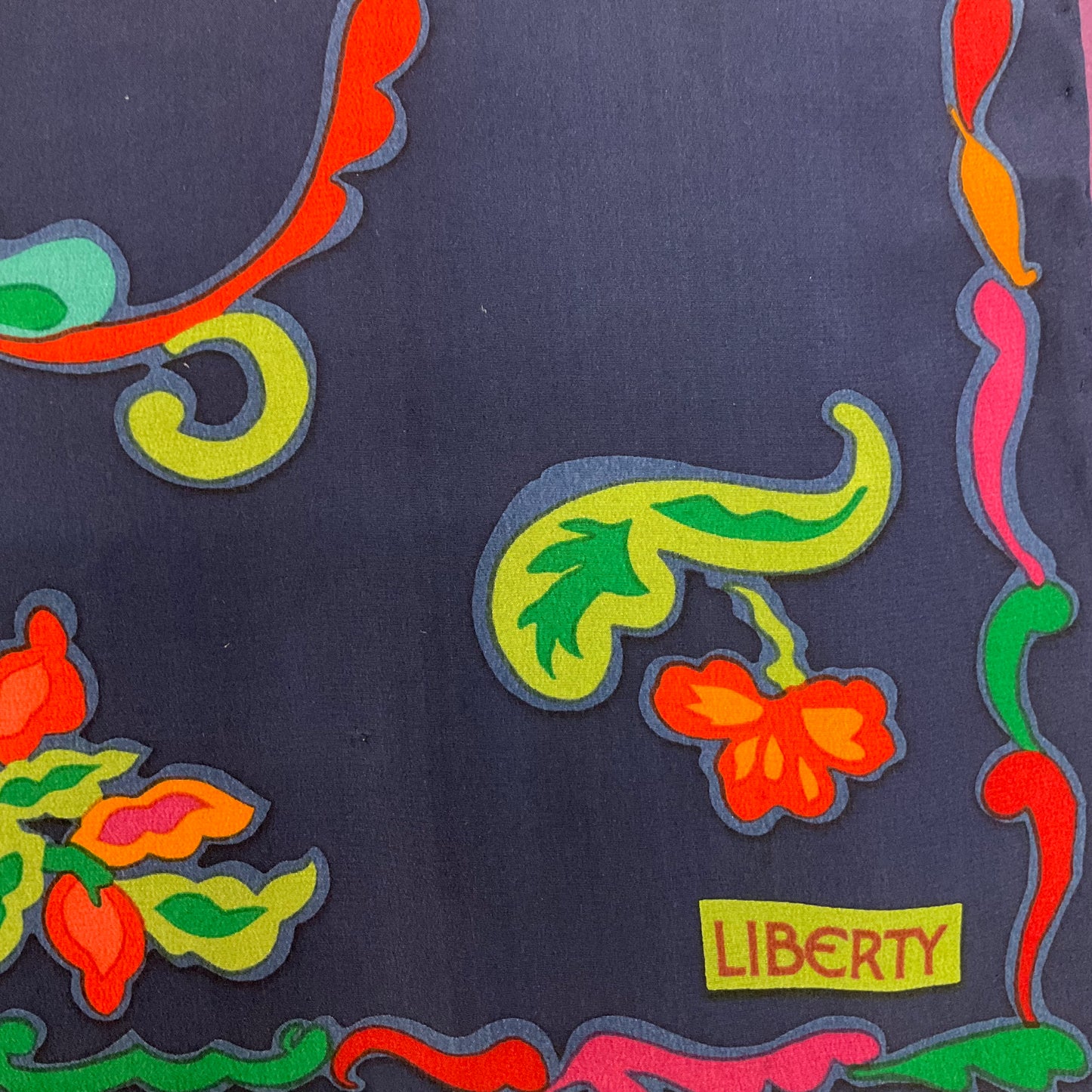 Vintage Liberty of London pure silk floral rectangular scarf, jewel bright colours, birthday, anniversary gift.