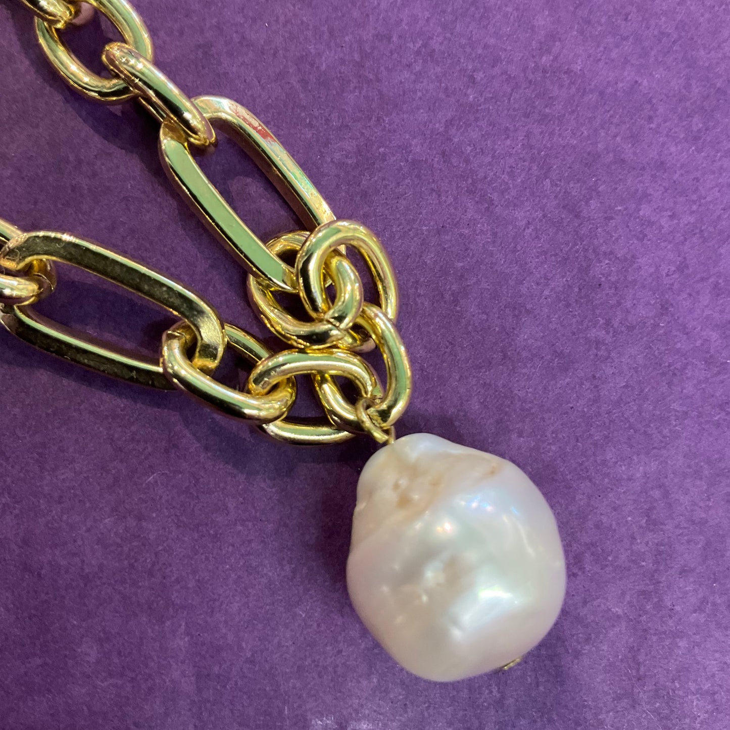 Vintage Butler and Wilson Gold Tone Baroque Pearl Necklace and Fresh Water Pearl Drop Earring Set, as new in original box, wedding