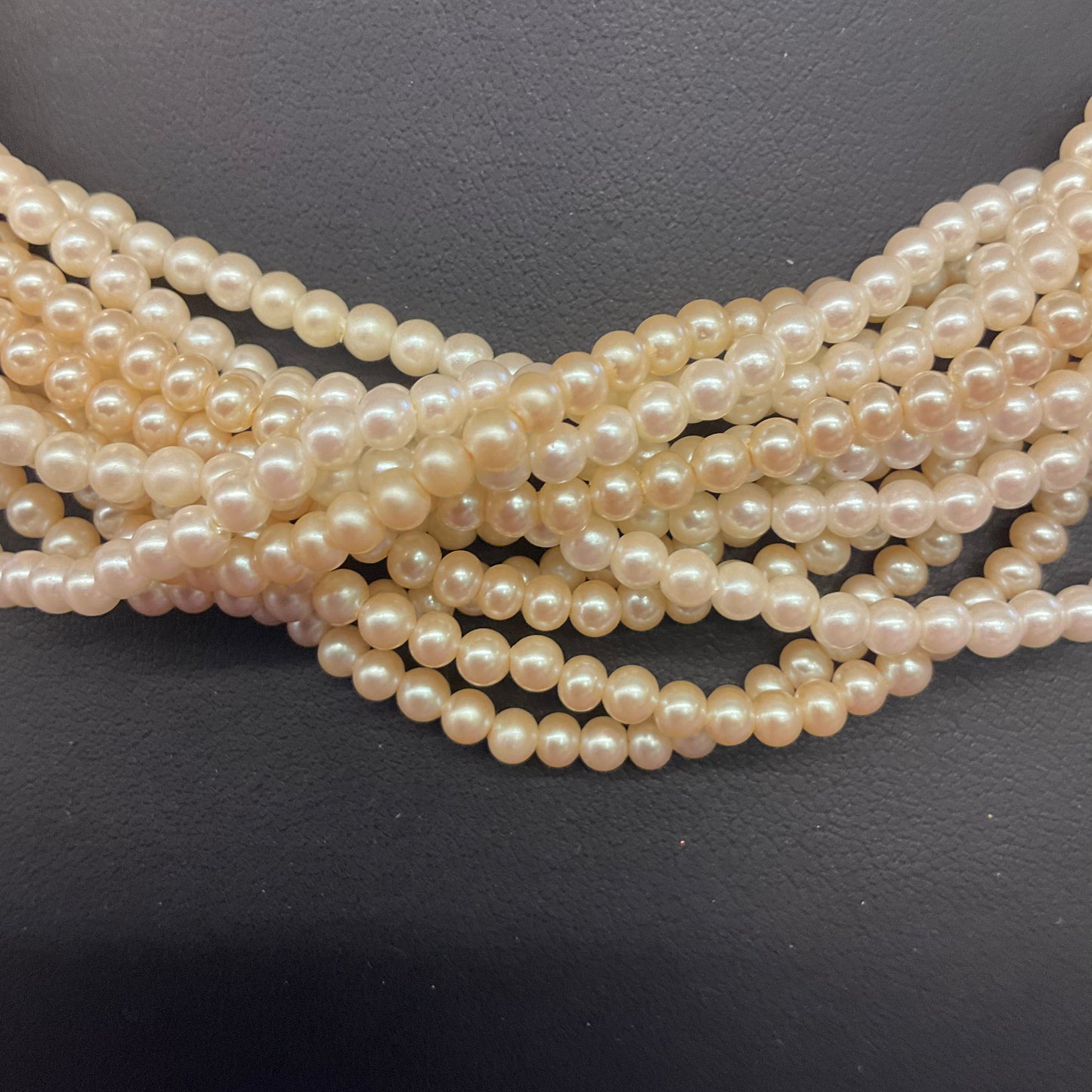 Vintage faux pearl multi strand beaded choker style necklace, wedding, prom, gift for her