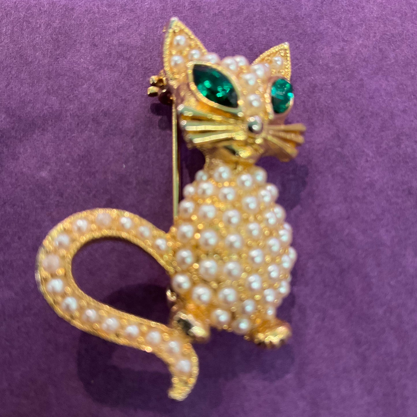 Vintage Butler and Wilson Pearly Cat Brooch