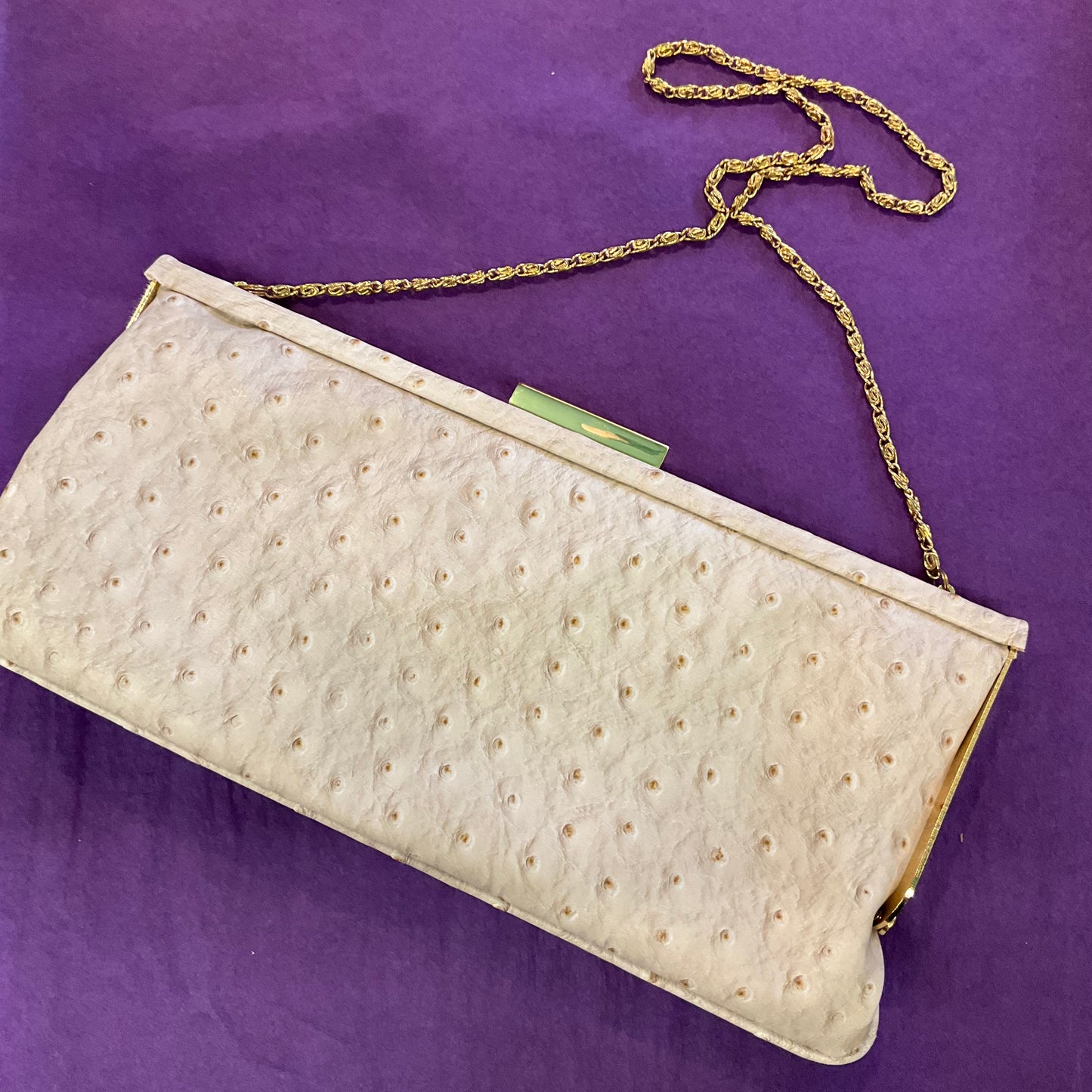 Vintage cream faux leather clutch/shoulder bag by Olga Berg, Vintage gift