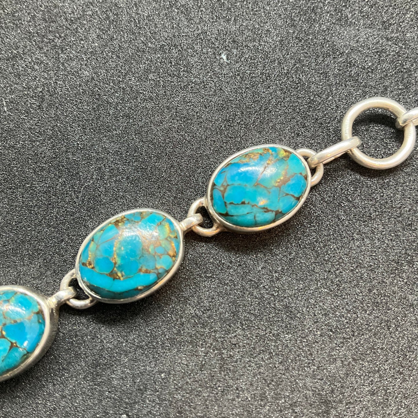 Vintage mojave turquoise and silver panel bracelet, crystal healing, birthday, gifts for her