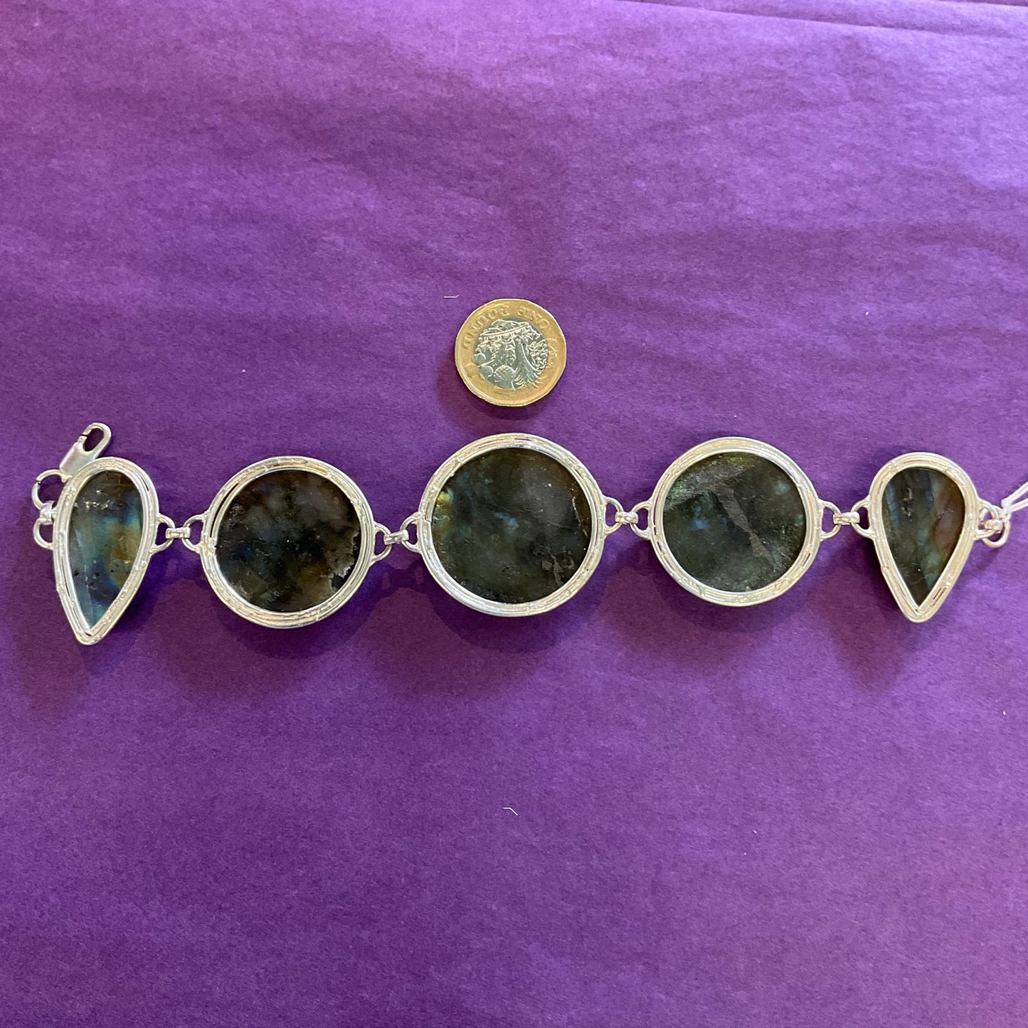 Vintage Sterling Silver and labradorite statement gemstone bracelet, gifts for her, birthday.