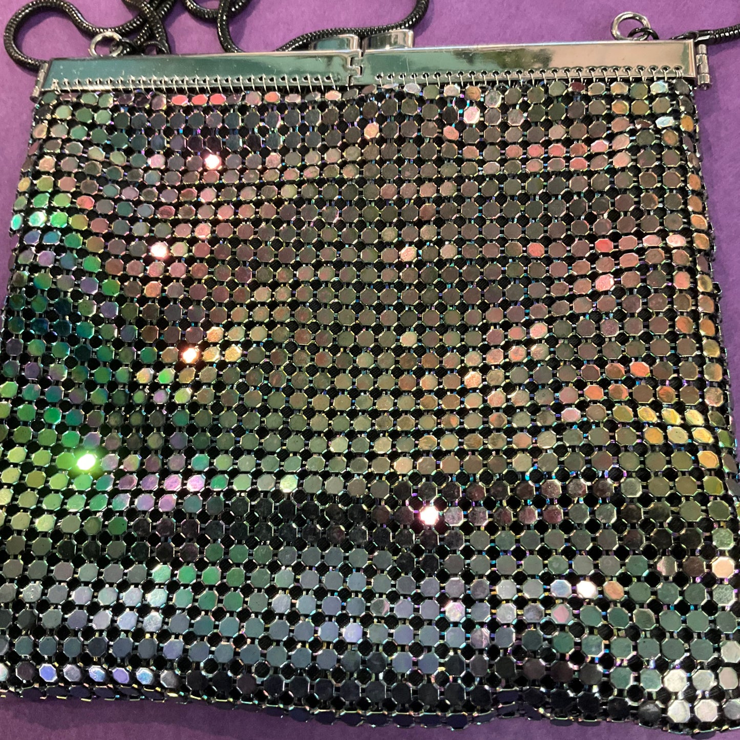 Vintage Peacock Iridescent Chain Mail Metallic Evening Shoulder Bag,Wedding, Prom, Pride, Festival