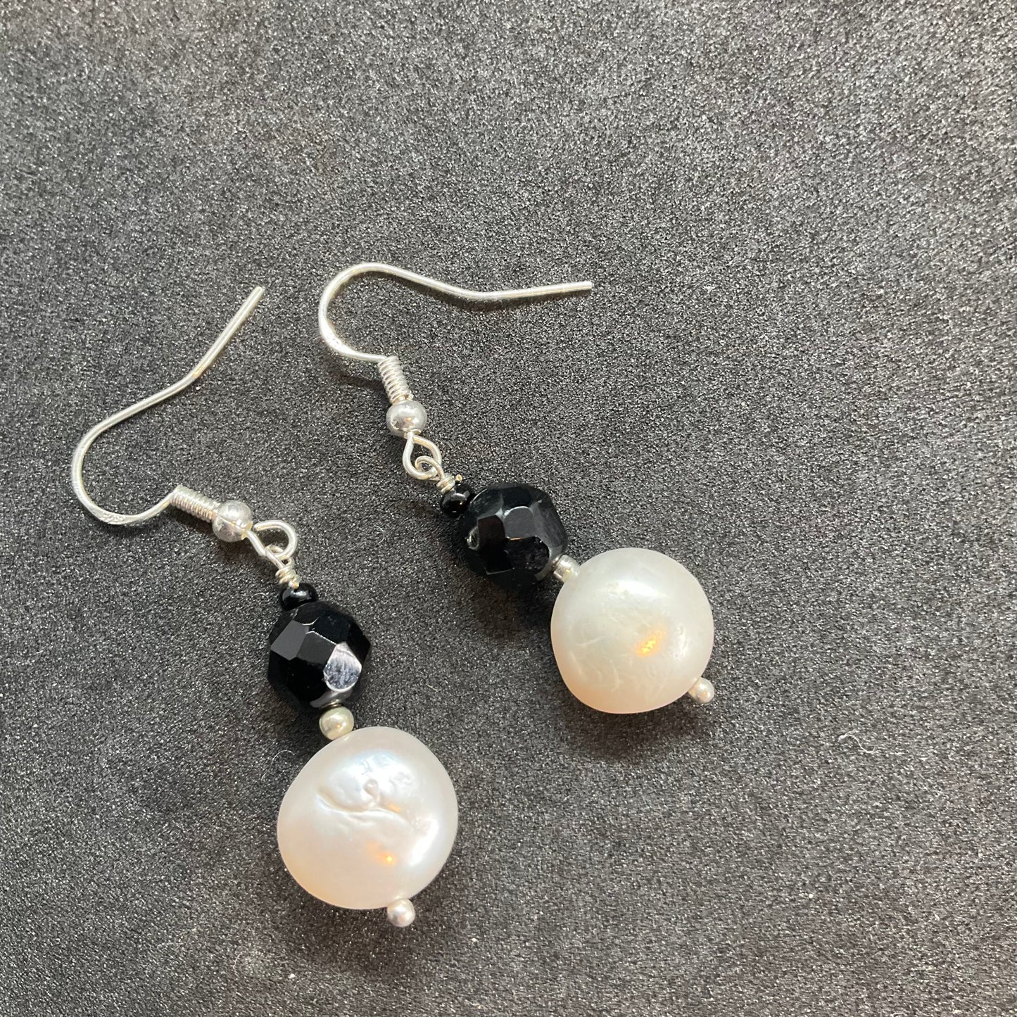 Vintage silver 925 French set of fresh water pearl, drop earrings