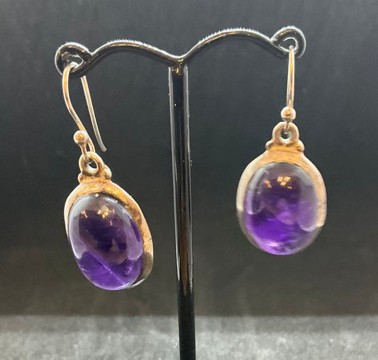 Vintage Silver & Amethyst Drop Earrings