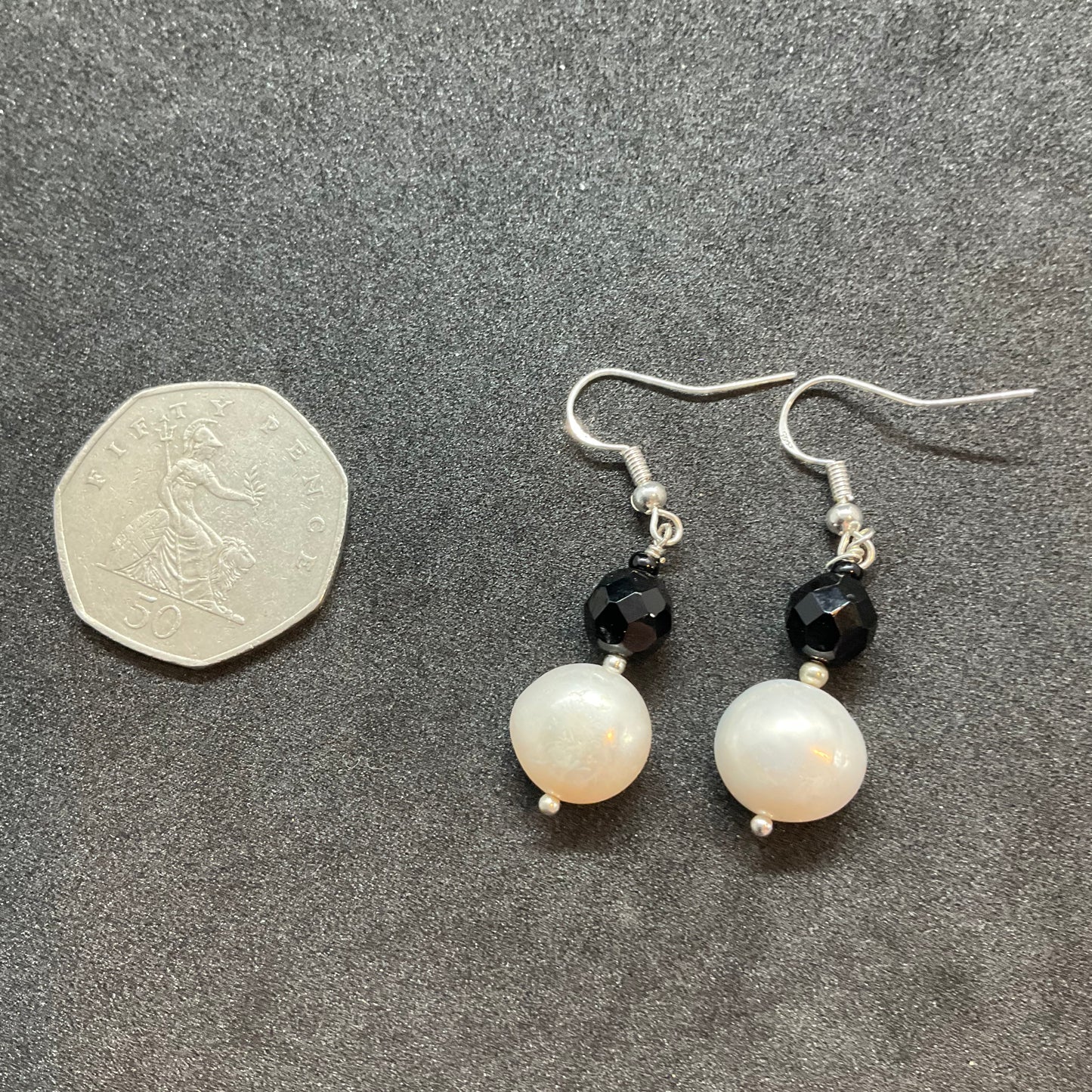 Vintage silver 925 French set of fresh water pearl, drop earrings