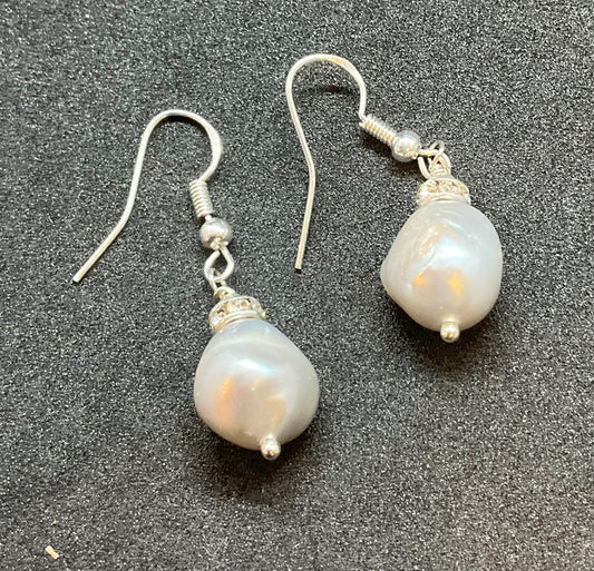 Vintage Handmade Fresh Water Baroque Pearl Drop Earrings