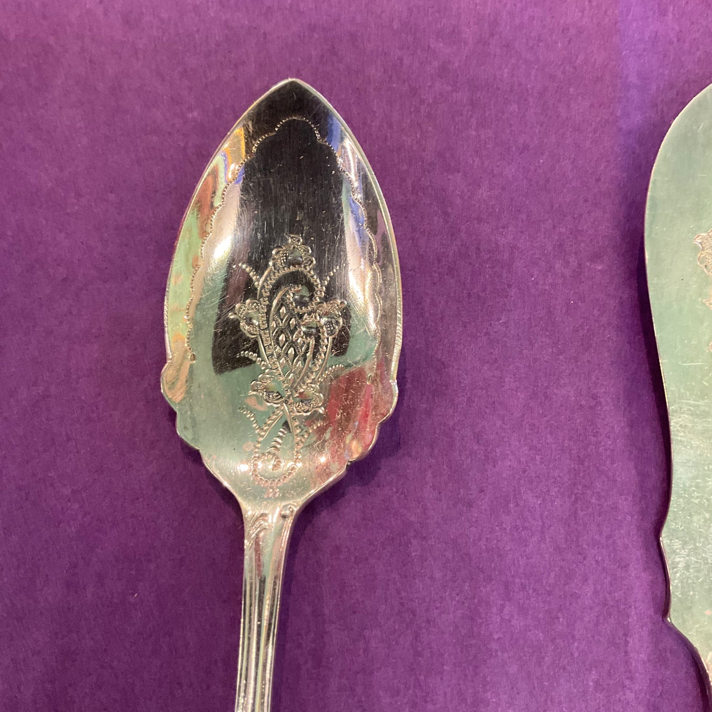 Vintage Silver Plated Engraved Serving Set