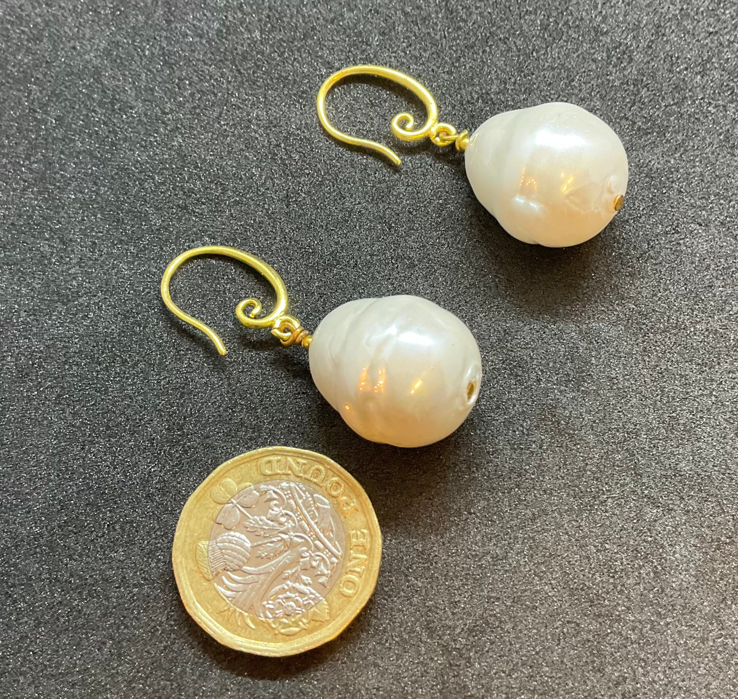 Handmade Gold Plated Shell Pearl Drop Earrings