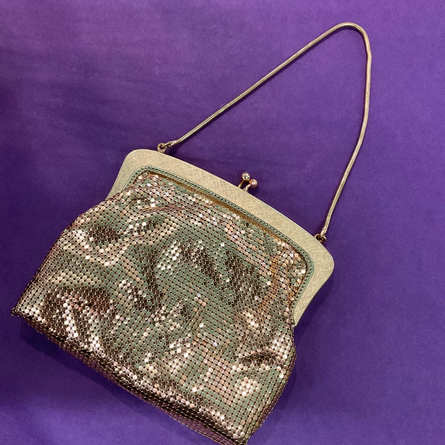 Vintage 1950s/60s OROTON Gold chain mail evening bag, made in west Germany, formal event.