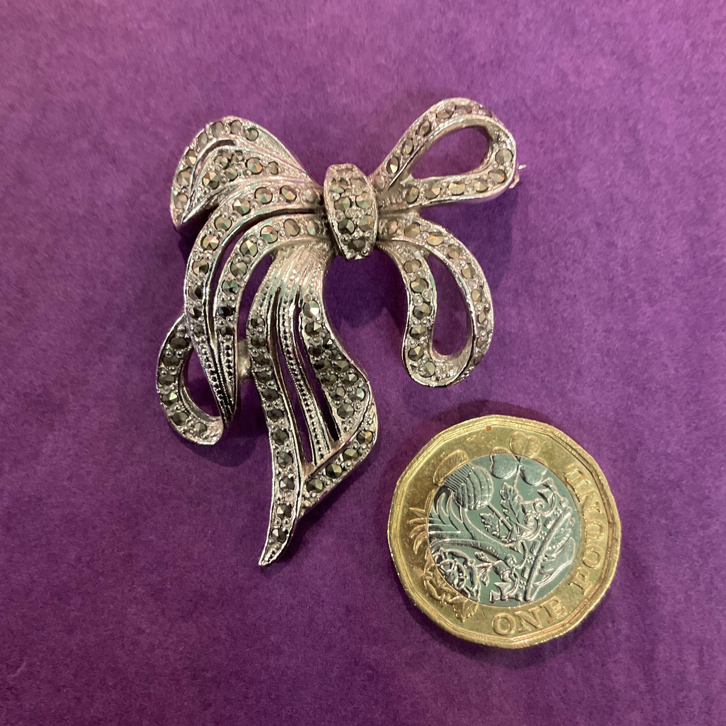 Vintage 1940s Marcasite Bow Brooch