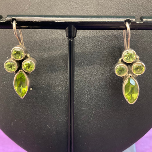 VintageArtisan Made Silver (925) and Peridot Crystal Drop Earrings, Gifts for her, Health & Healing Gemstone
