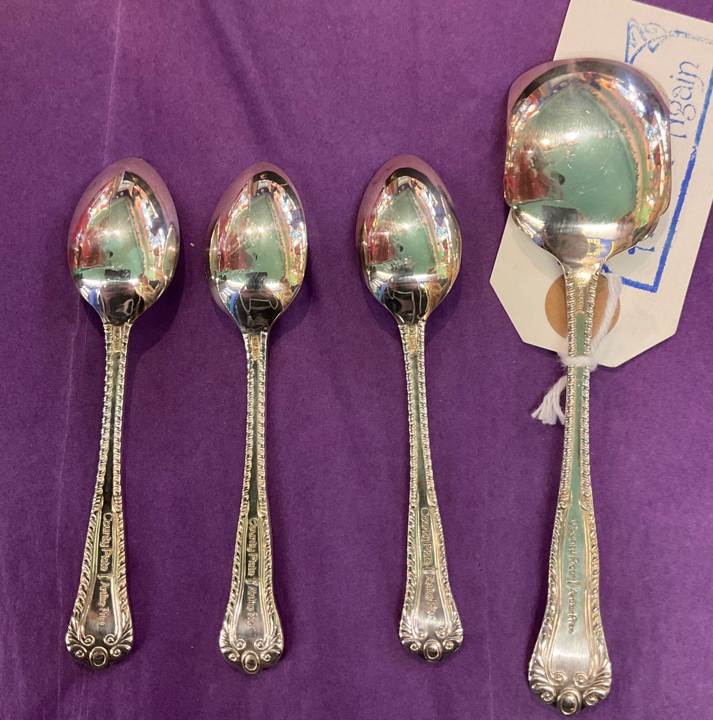 Vintage Silver Plated Afternoon Tea Set “ country plate” By Arthur Price