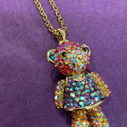 vintage Butler and Wilson Multicoloured Rhinestone Teddy Pendant