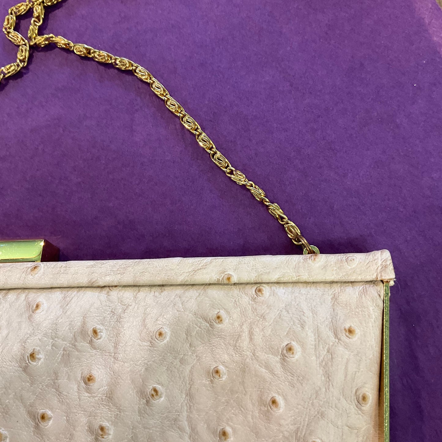 Vintage cream faux leather clutch/shoulder bag by Olga Berg, Vintage gift