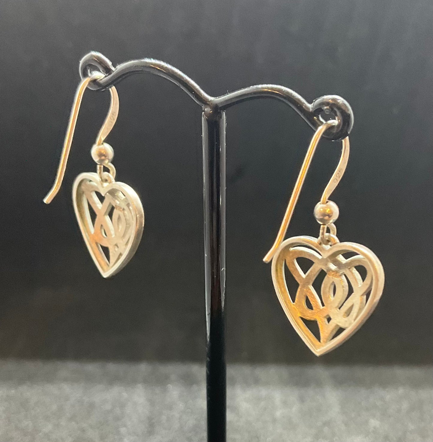 Vintage Silver Celtic Heart Earrings