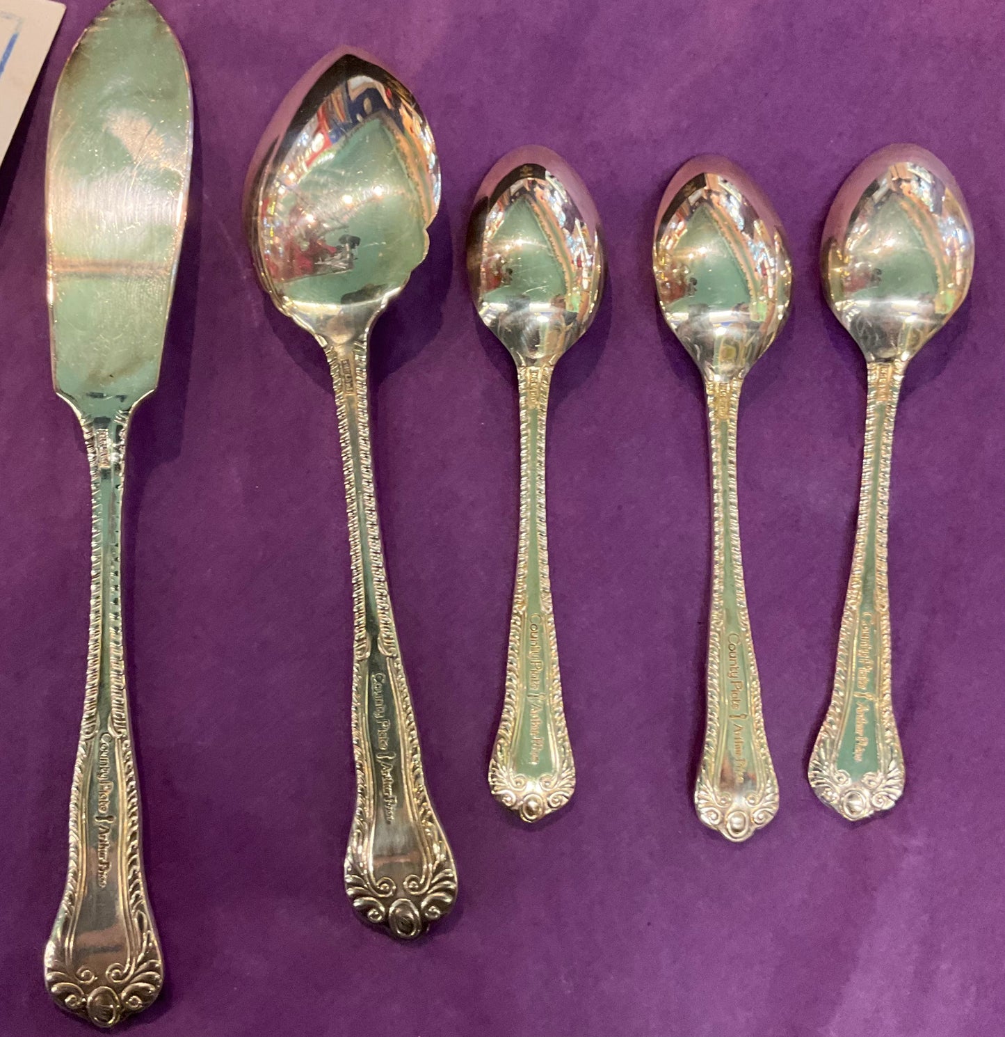 Vintage Silver Plated Afternoon Tea Set “ country plate” By Arthur Price