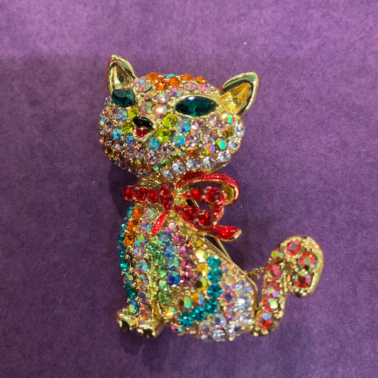 Vintage Butler and Wilson Multicoloured Rainbow pussycat Brooch