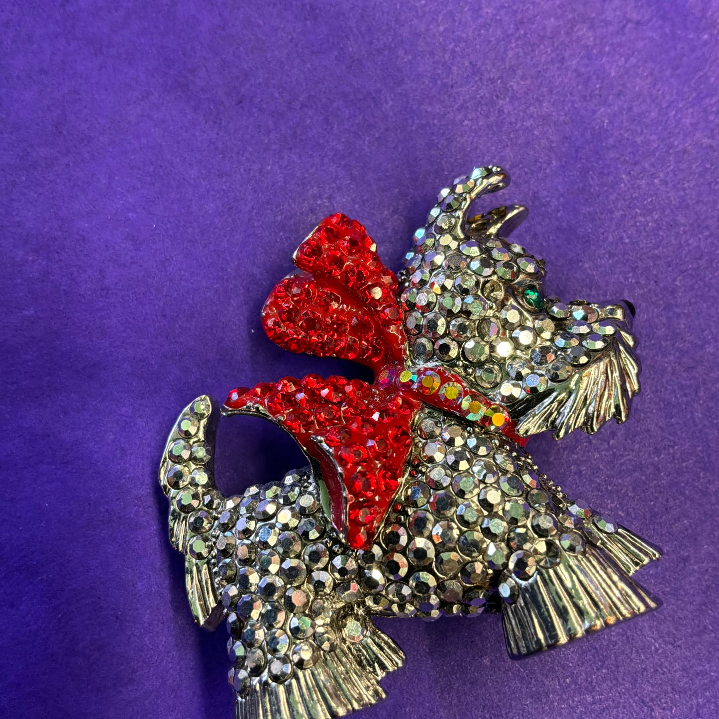 Vintage Butler and Wilson Large Crystal Scottie Dog Brooch, silver tone and crystals, signed