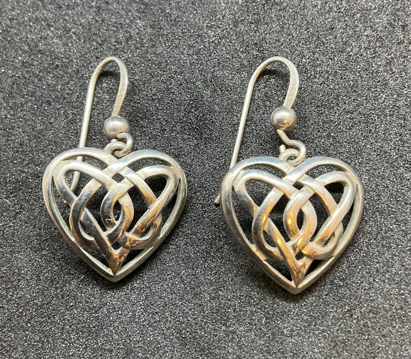 Vintage Silver Celtic Heart Earrings