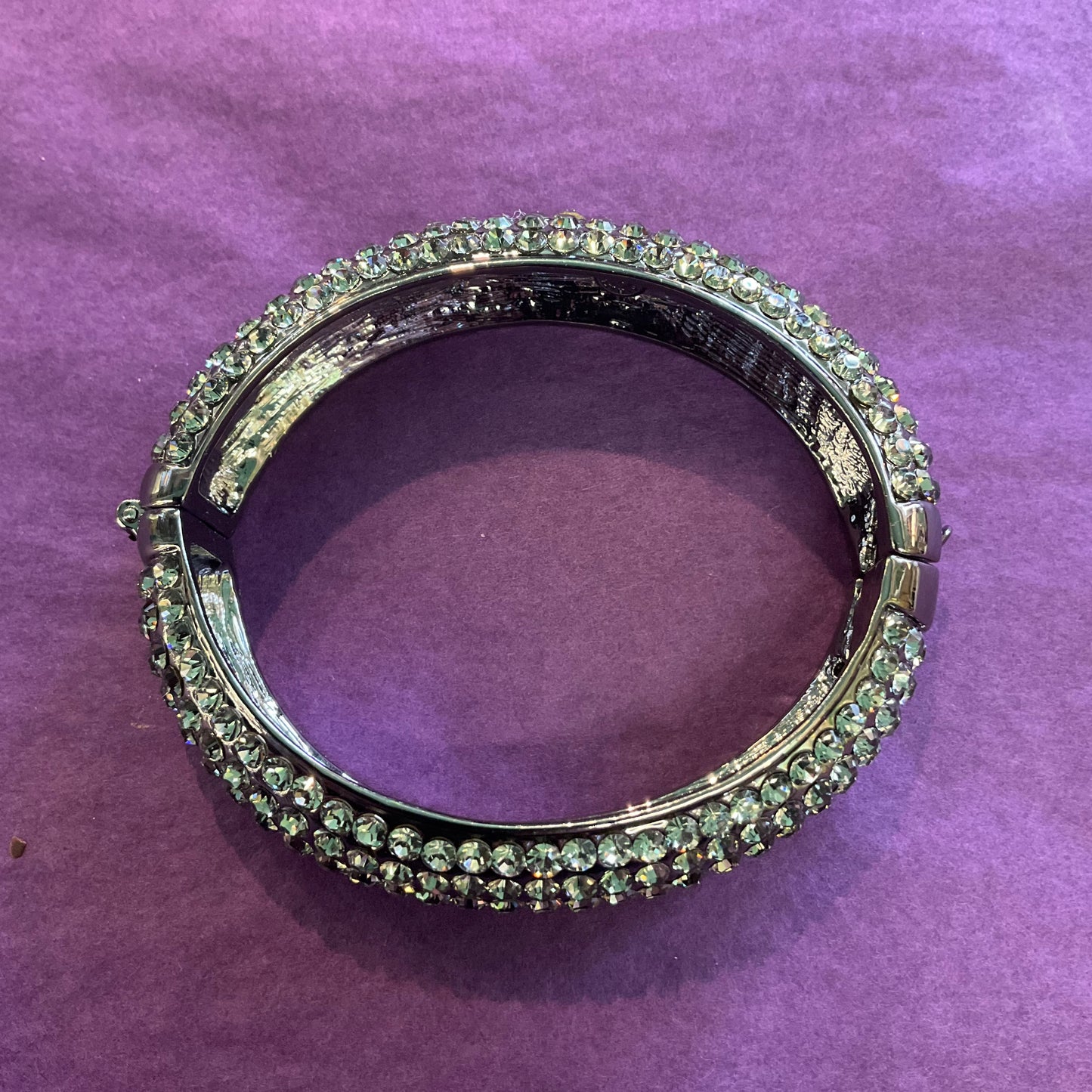 Vintage Butler and Wilson Gunmetal/Pewter Rhinestone Chunky Crystal Bangle, signed, as new in original box, gifts for them