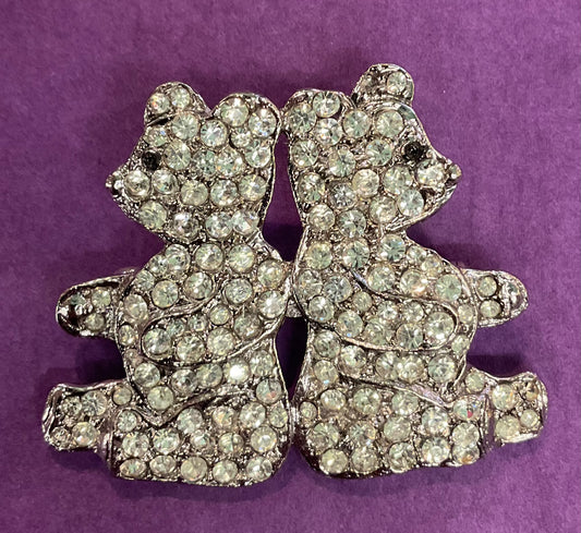 Vintage Butler and Wilson Silver Rhinestone Teddy Bears Brooch