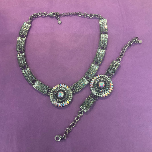 Vintage Butler and Wilson Rhinestone Necklace and Bracelet Set