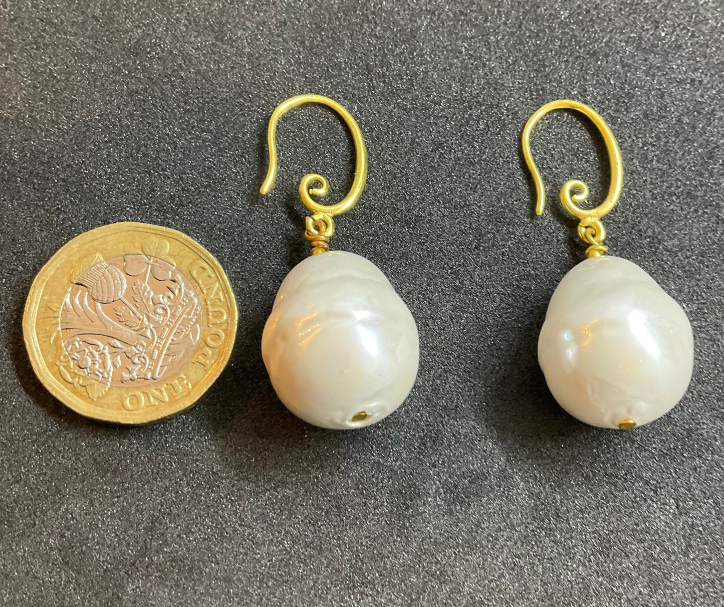 Handmade Gold Plated Shell Pearl Drop Earrings