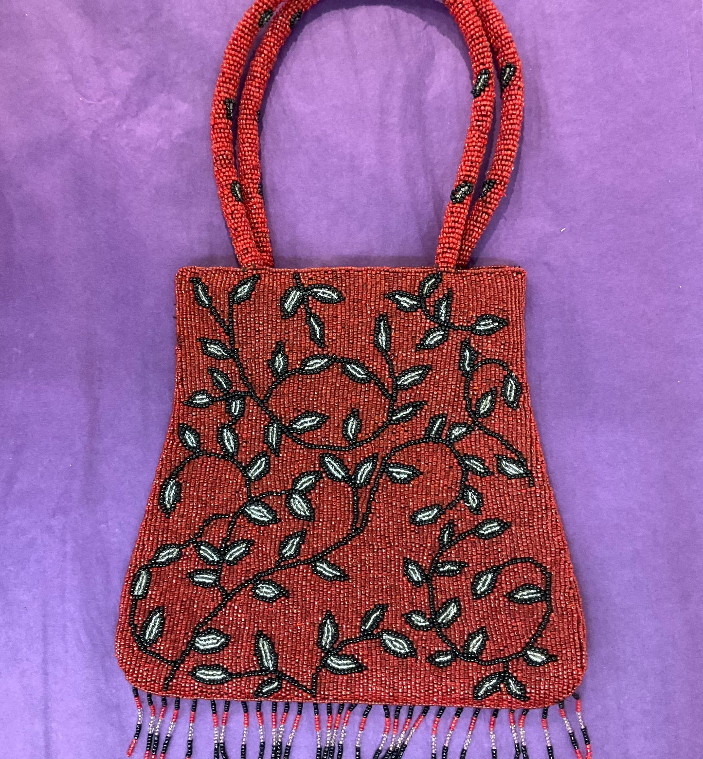 Vintage Beaded Red Art Deco Style Evening Bag By Zumo