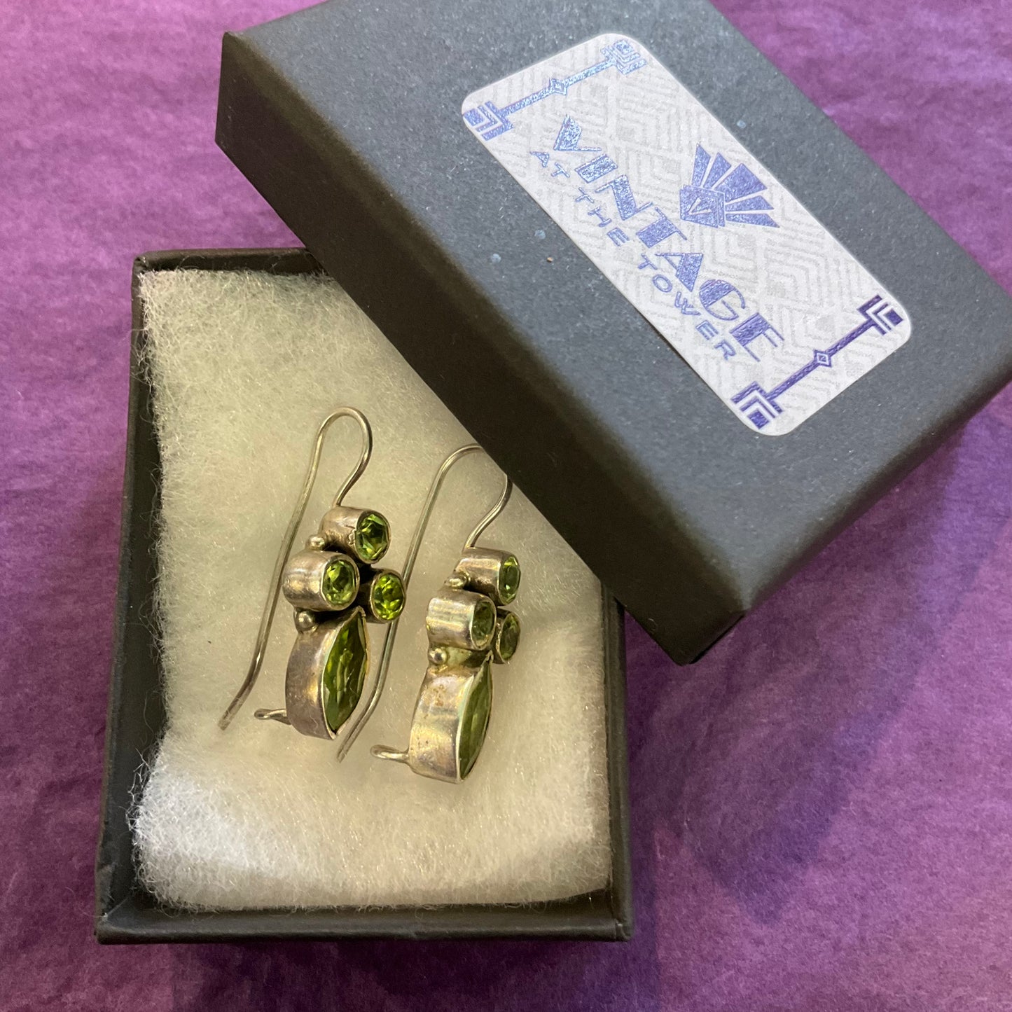 VintageArtisan Made Silver (925) and Peridot Crystal Drop Earrings, Gifts for her, Health & Healing Gemstone