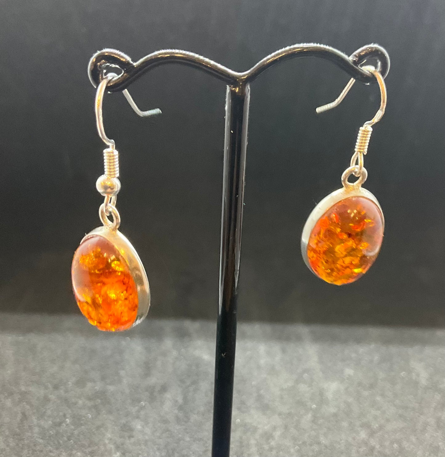 Vintage Silver & Amber Drop Earrings