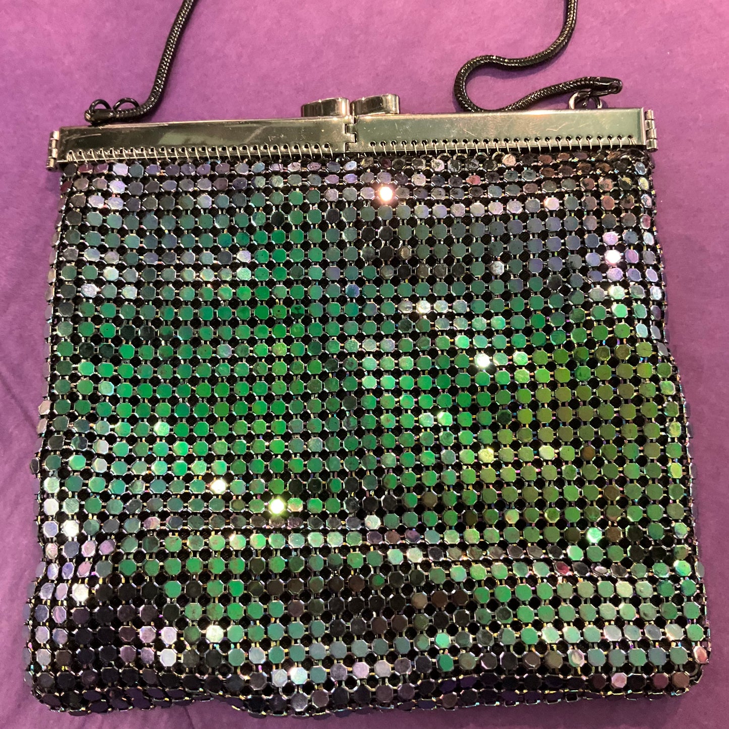 Vintage Peacock Iridescent Chain Mail Metallic Evening Shoulder Bag,Wedding, Prom, Pride, Festival