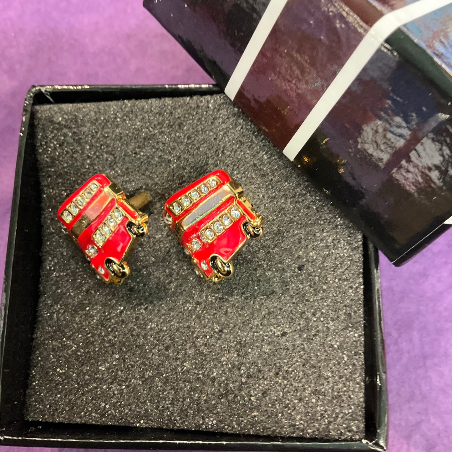 Vintage Butler and Wilson Red and gold enamel rhinestone crystal cufflinks, wedding, formal event.