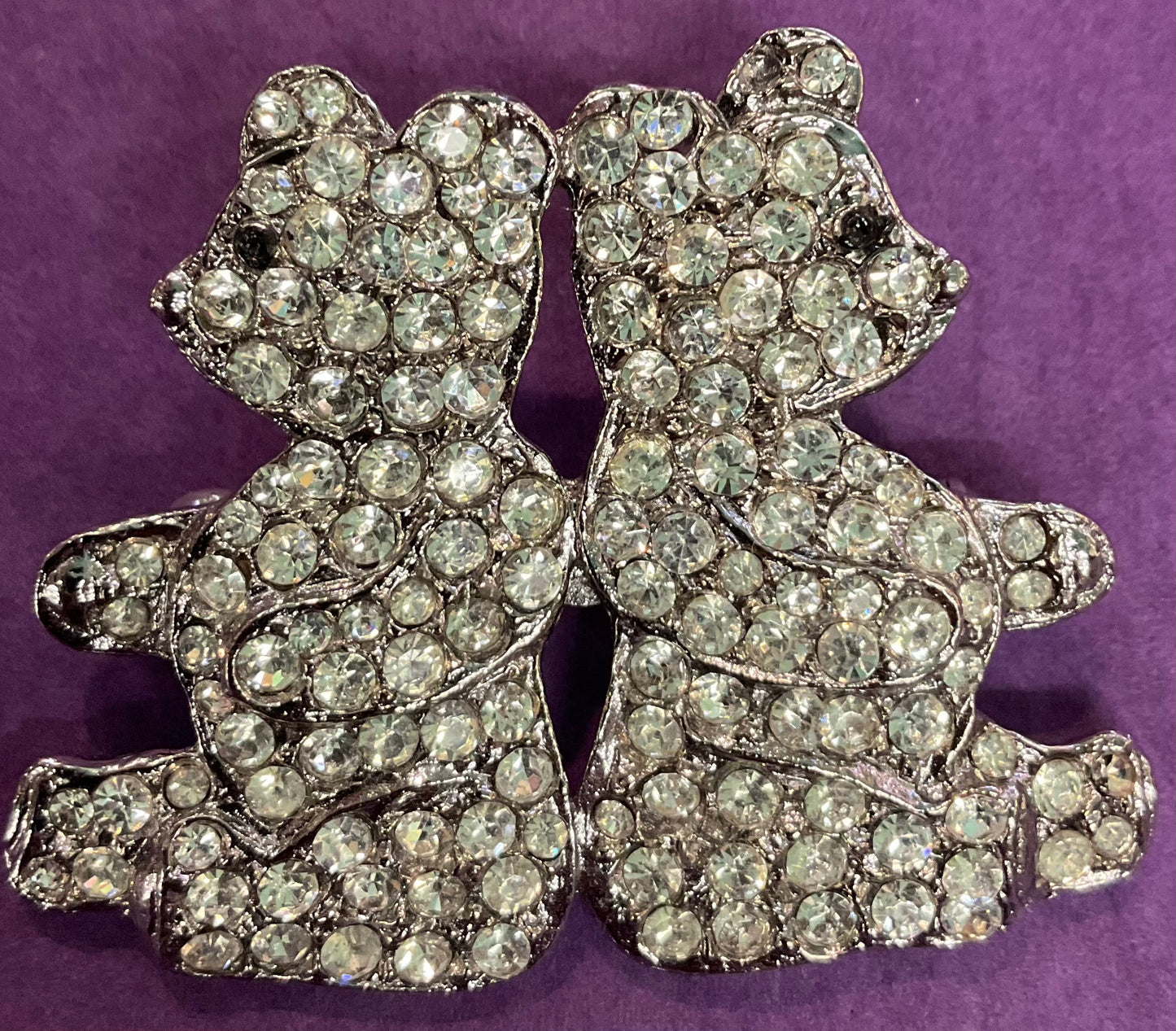 Vintage Butler and Wilson Silver Rhinestone Teddy Bears Brooch