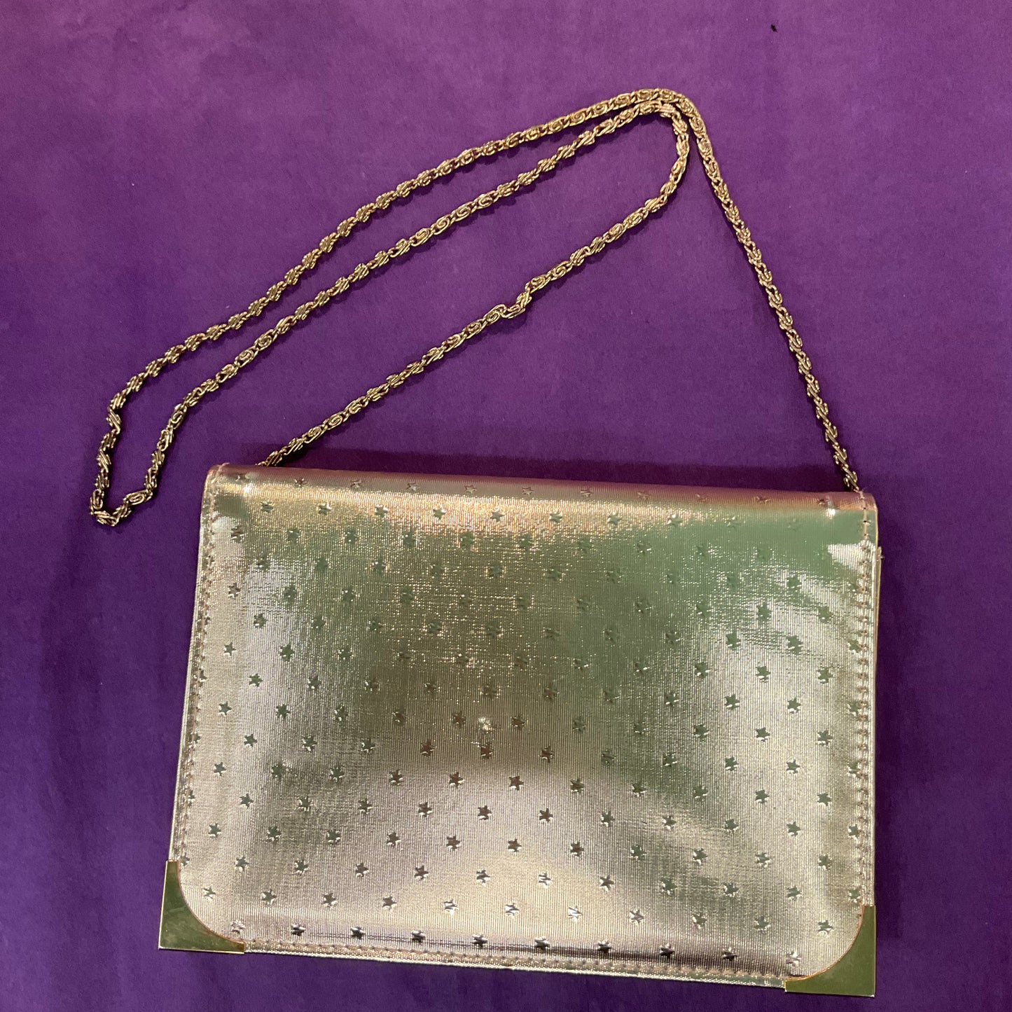 Gold ‘Star’ 1970/80s Faux Leather Evening Bag By JANETTE