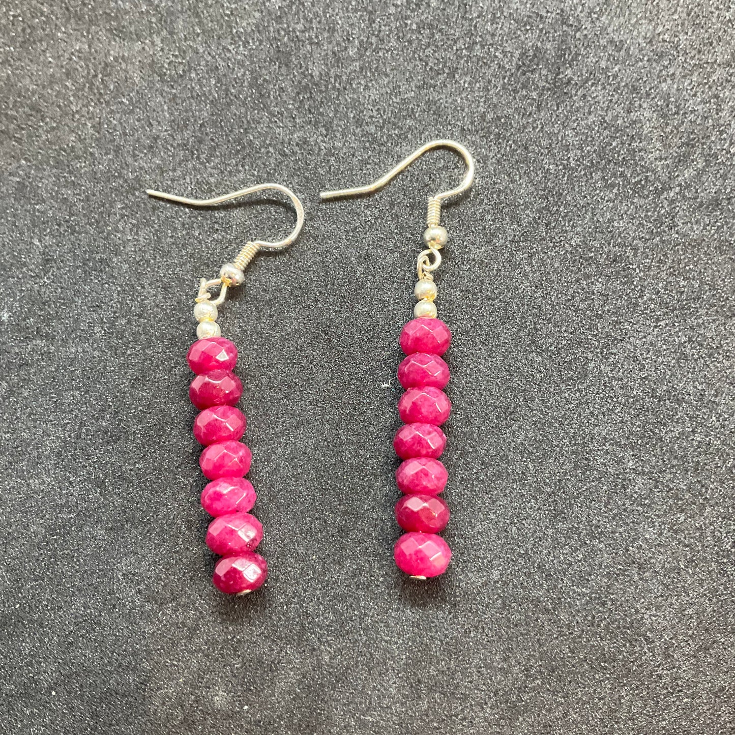 Vintage ruby and 925 silver drop earrings