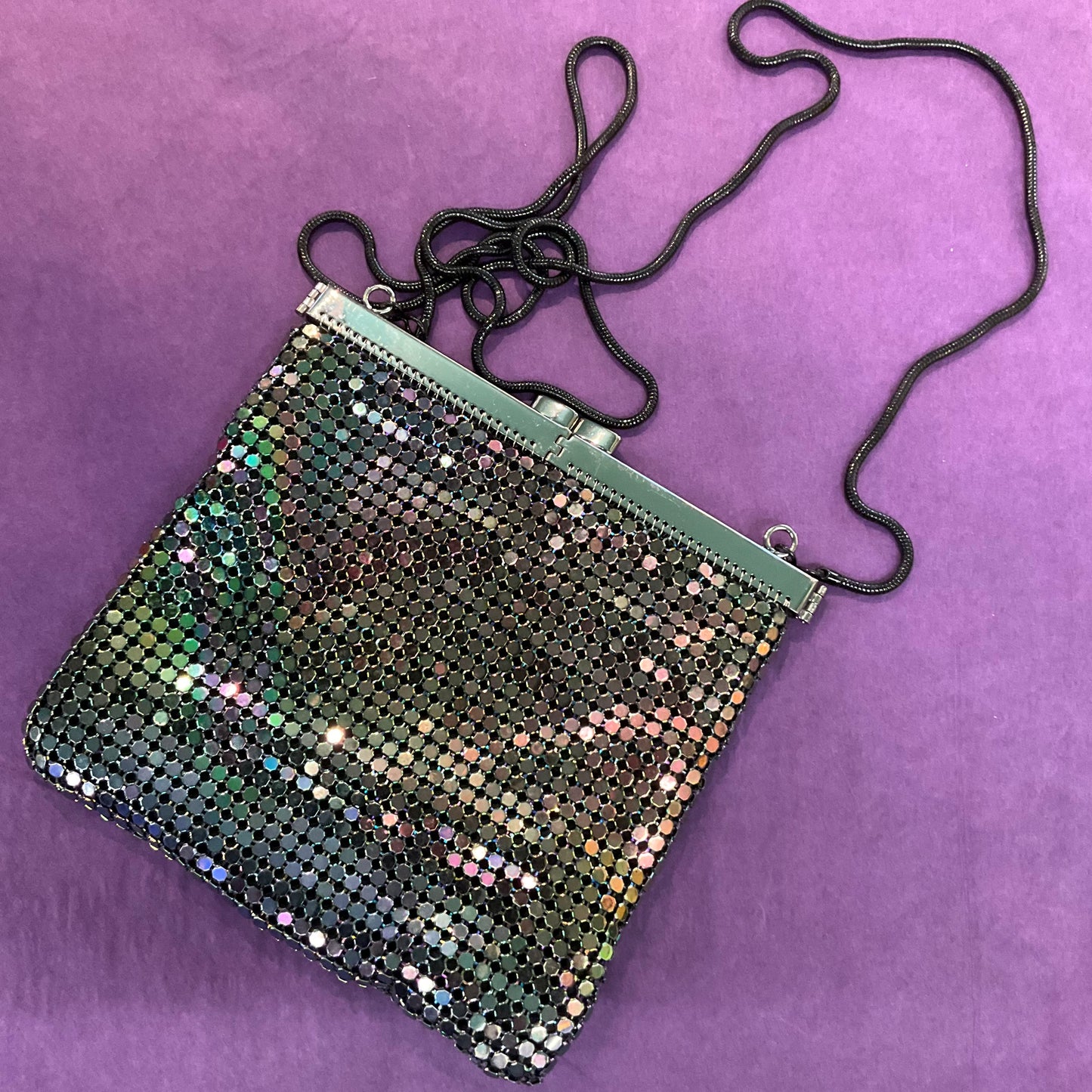 Vintage Peacock Iridescent Chain Mail Metallic Evening Shoulder Bag,Wedding, Prom, Pride, Festival