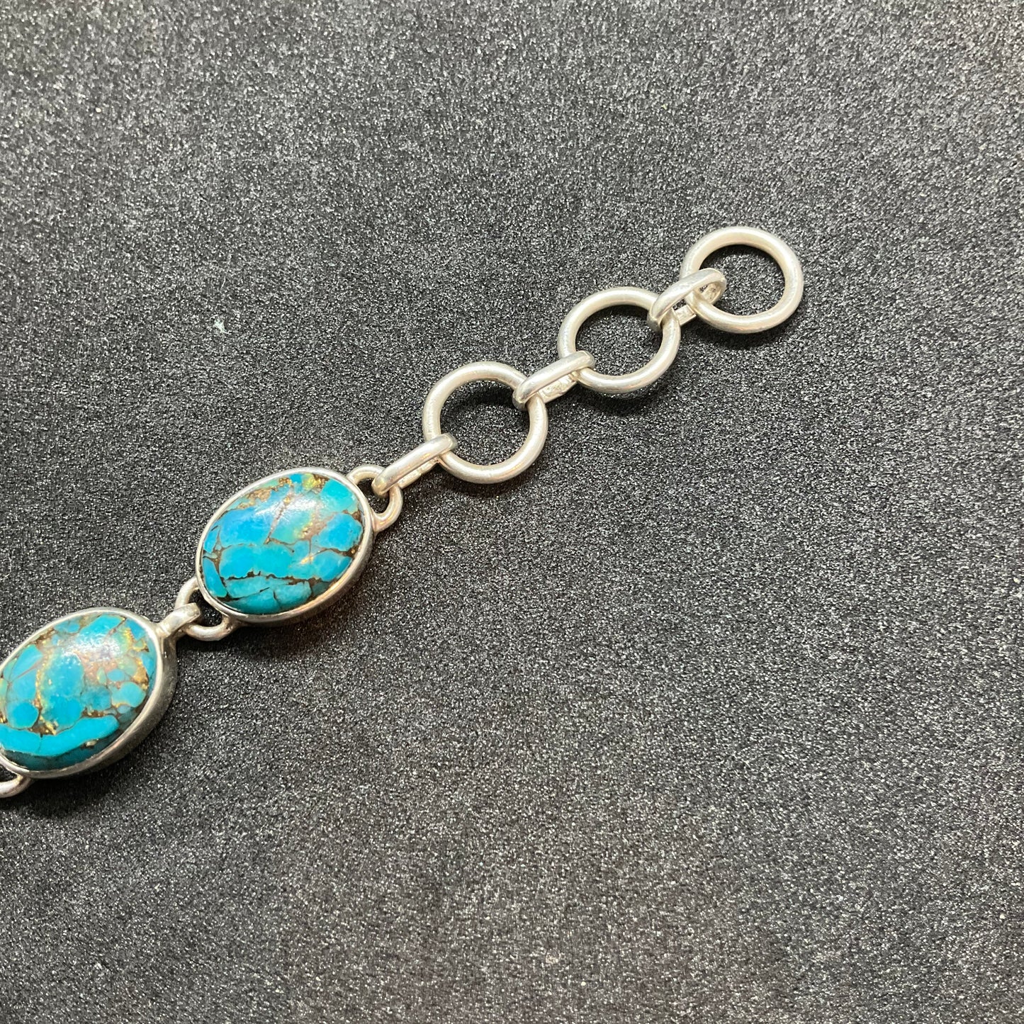 Vintage mojave turquoise and silver panel bracelet, crystal healing, birthday, gifts for her