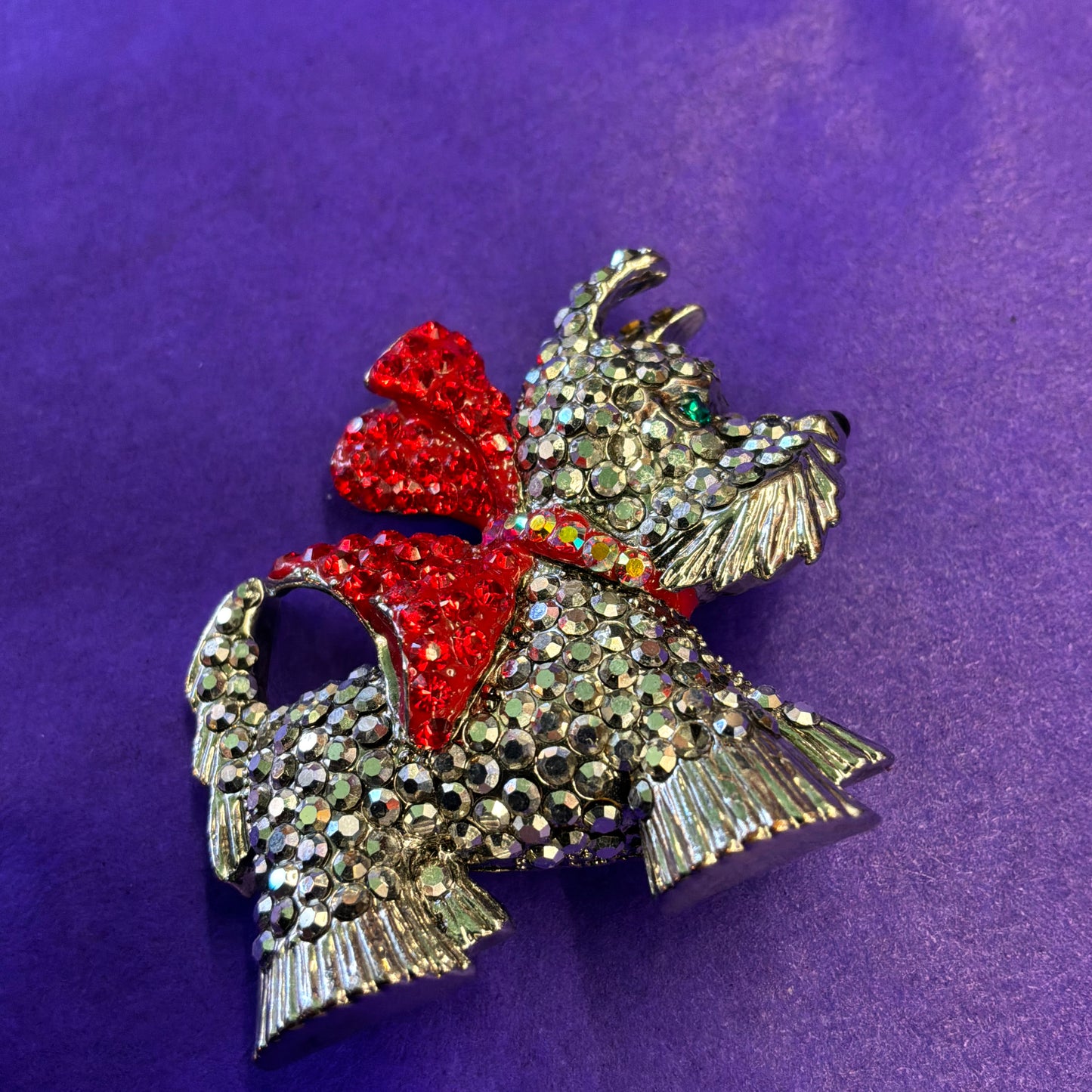 Vintage Butler and Wilson Large Crystal Scottie Dog Brooch, silver tone and crystals, signed