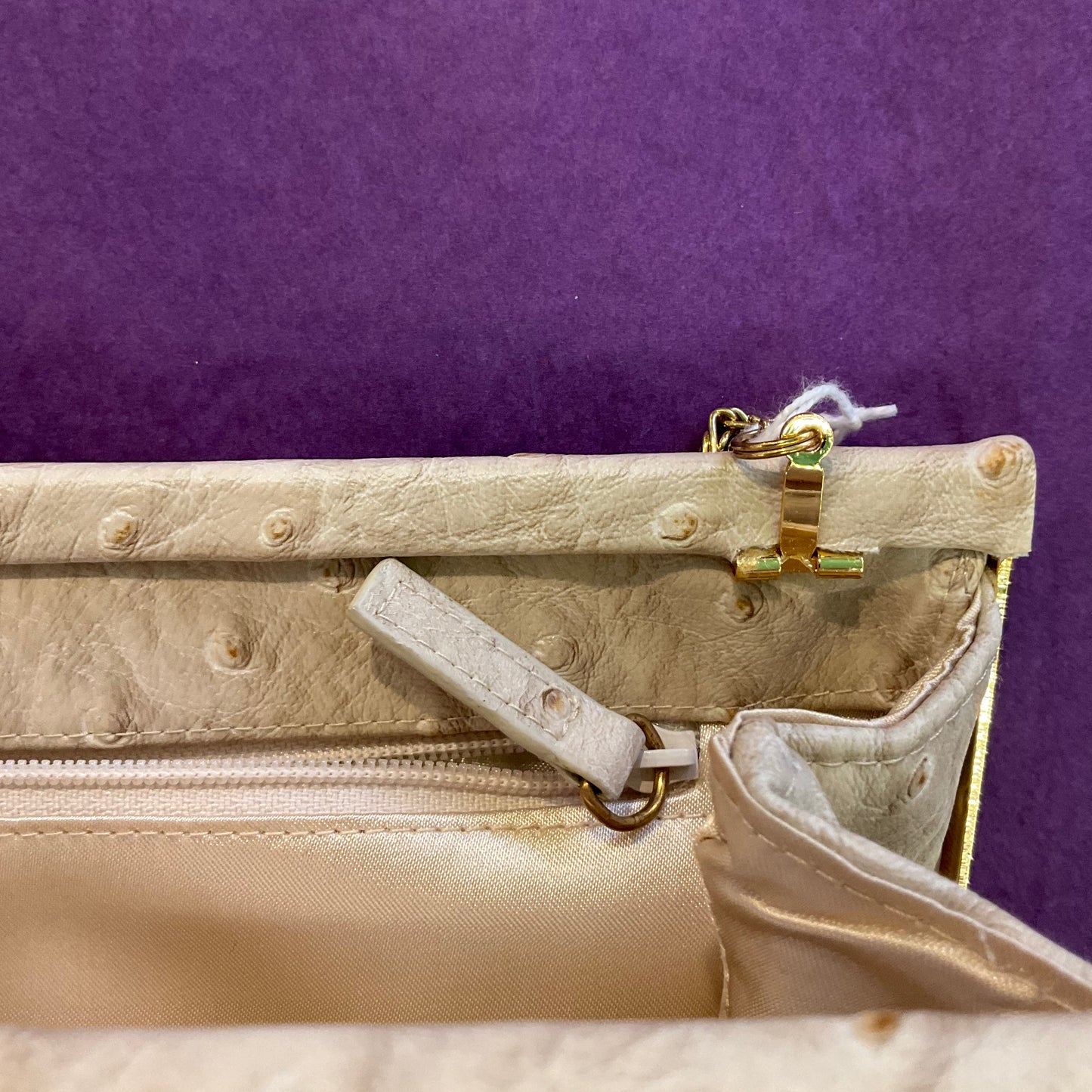 Vintage cream faux leather clutch/shoulder bag by Olga Berg, Vintage gift