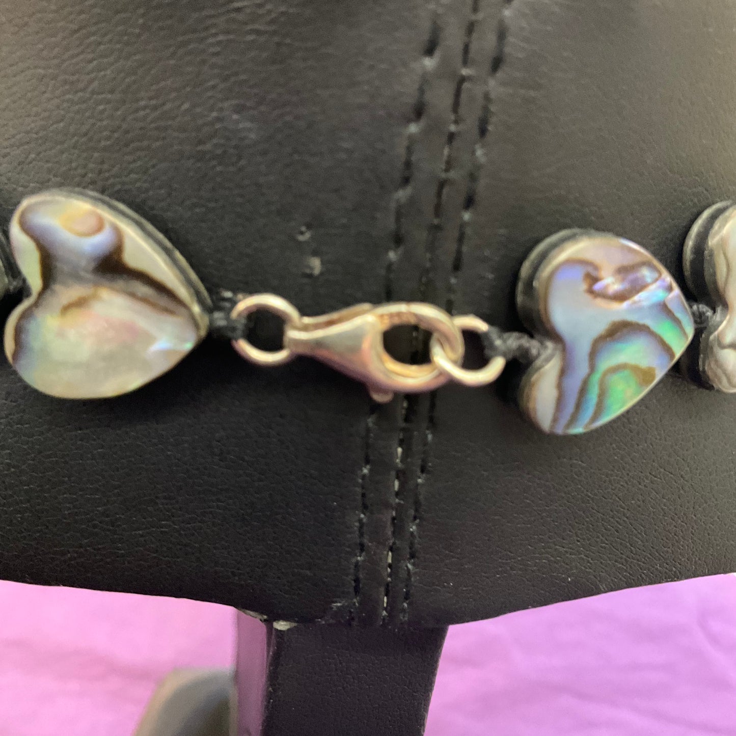 Vintage Abalone shell Heart necklace, silver (925) clasp. Blues and Greens, wedding, prom, Birthday