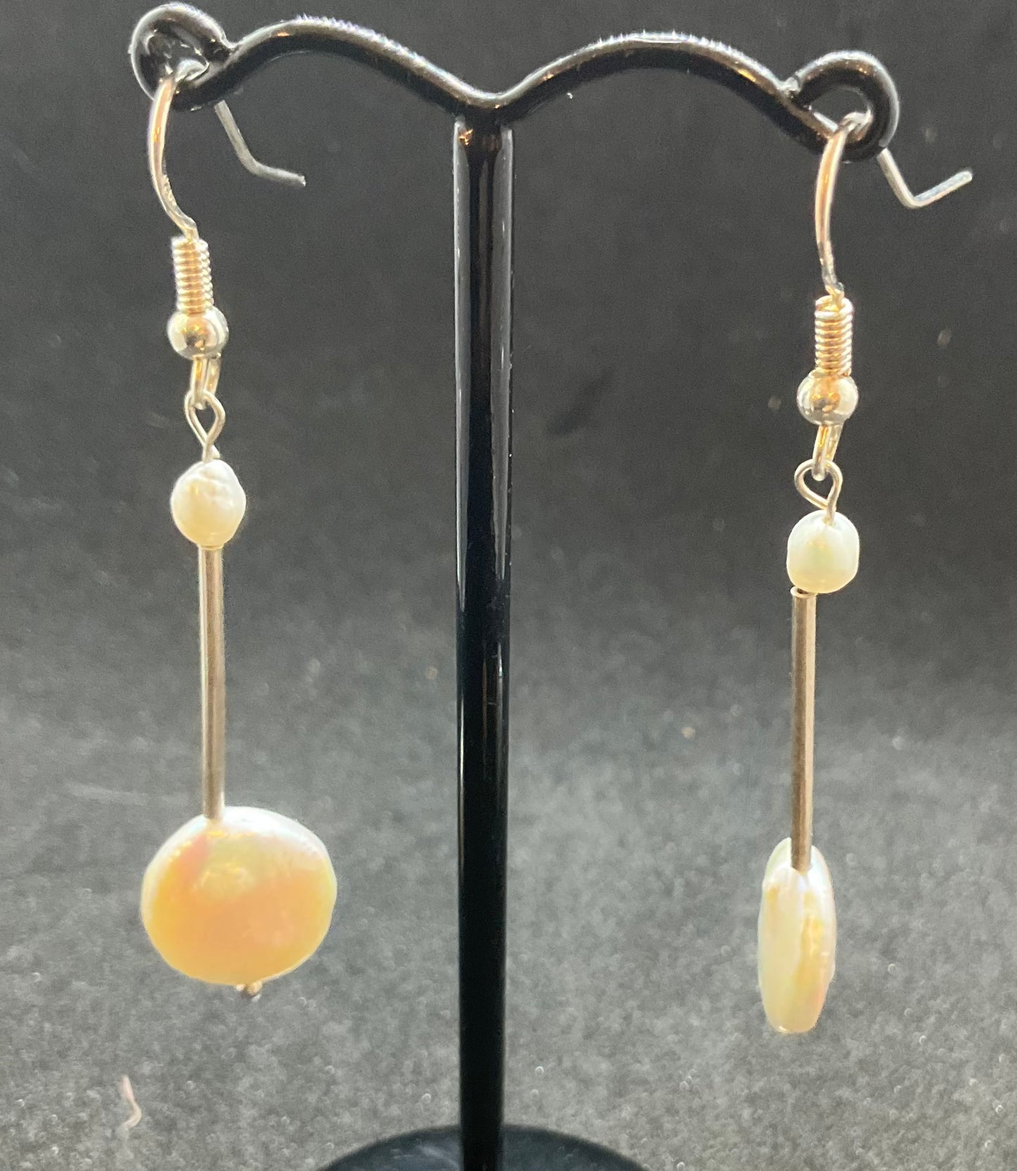 Handmade Silver and Keshi Pearl Drop Earrings